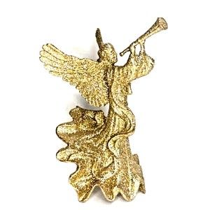Gold Glittered‎ Angel Christmas Tree Topper, Holiday Ornament Decoration